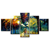 Painting by Numbers Art Nature Evening Walk in The Rain Under Trees 5-Panel